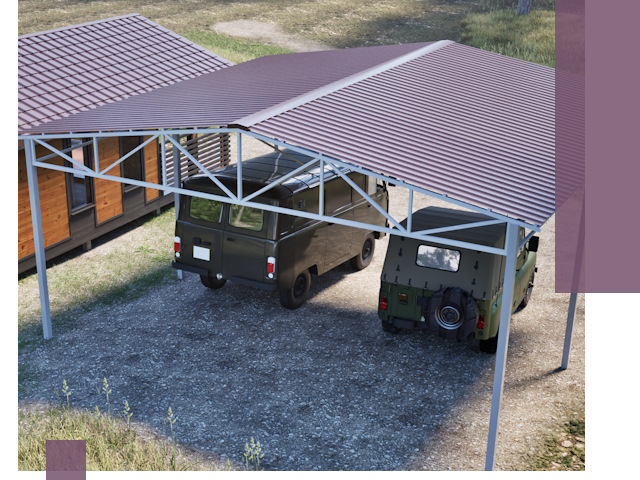 Двускатные навесы под ключ в Ишиме — изготовление и монтаж